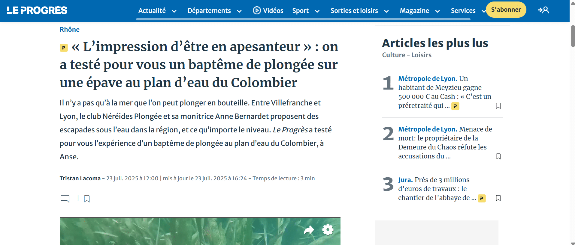 baptême de plongée sur une épave